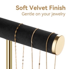 bussdis Bracelet Holder Jewelry Organizer Display - 3 Tier T Bar Velvet Stand, Black Necklace Holder Organizer, Bracelet Holder, Earring Holder and Ring Display for Jewelry Organizers and Storage