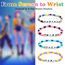 AICase for KPop Demon Hunters Inspired Merch Bracelets, for Huntrix K-Pop Stuff for Zoey Rumi Mira Fans Cosplay Merchandise Gifts Outfit Accessories Friendship Jewelry Birthday Party Christmas