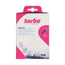 Sorbo Disposable Latex Cleaning Gloves, Pack of 20 One size fits all,White