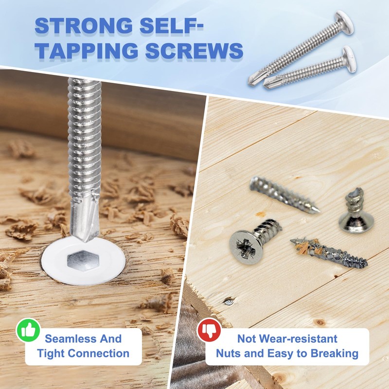 sourcing map 30Pcs M5x16mm White Hex Washer Head Self Tapping