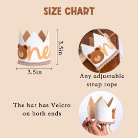 LINZYING - Sombrero de corona de oso de peluche para el primer cumpleaños - Sombrero de cumpleaños de oso Pooh, sombrero de fiesta de primer cumpleaños, oso pequeño, sombrero de oso de peluche