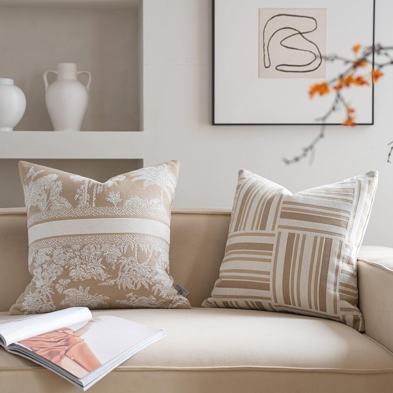 Croker Horse Premium Throw Pillow Covers 20x20 Inches - Oatmeal