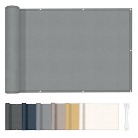 HENG FENG Polyester Balcony Privacy Screen, Cover, Panelling, Wind and Sun Protection, 90 x 300 cm, Light Grey