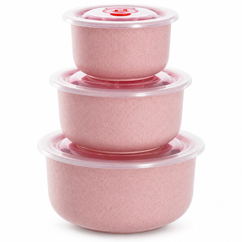3-Piece Wheat Straw Food Storage Bowl Set for Meals –