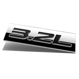 Auto Dynasty Chrome Finish Metal Emblem 3.2L Badge, (Black Letter)