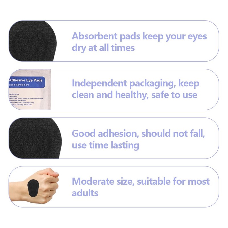 60pcs Sterile Non-Woven Eye Pads Patches, Black Eye Patches for