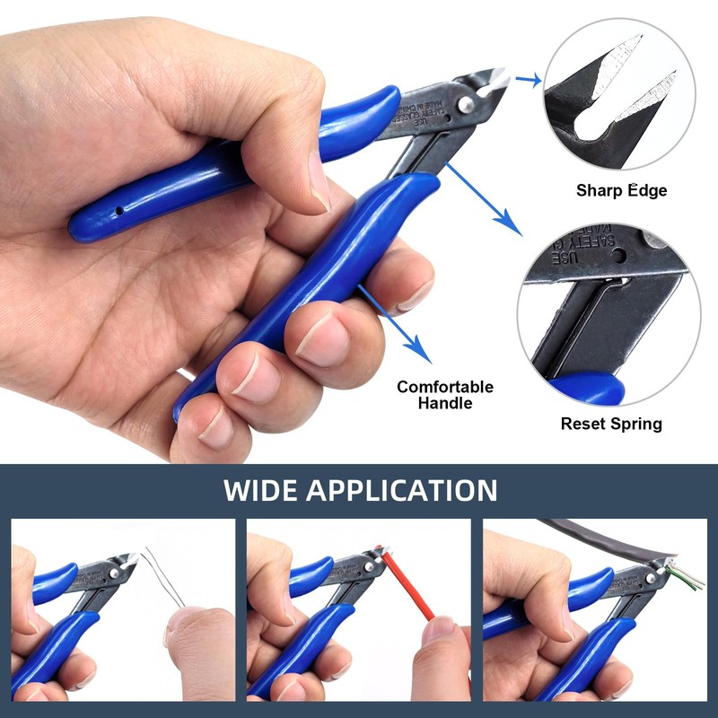 Glarks 3Pcs Wire Stripping Tool and Wire Flush Cutter Set,