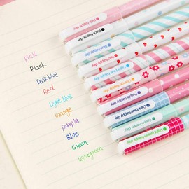 SUPERTOLL 0.38 Ballpoint Pen Black Gel Pen Colorful 10 Colors Cute Cartoon Pens Stationery for School Office 10Pcs/Set(Animal Type C)