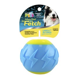 Fancy Pets Pelota Flash con Sonido Fetch para Perros, Tamaño Chico, Material TPR, Azul y Amarillo