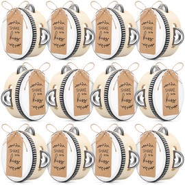 Boao 24 Sets 4 Inch Wedding Tambourines Bulk for Adults Wooden Hand Held Drum Metal Jingles with Tags Rope Percussion Gift Musical Instrument for Church Wedding Party Favor