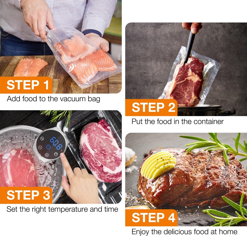 Sous Vide Machine 1100W Upgraded Sous Vide Cooker Ultra-quiet Working