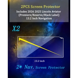 for 2026 Lincoln Aviator Reserve Screen Protector 2 Set PET of 2026 2025 Lincoln Aviator Screen Protector (Premiere/Reserve/Black Label)13.2 Inch Navigation Protective Film 2025 Aviator Accessories -HD Easy Install Bubble Free 【Removes Without Resi