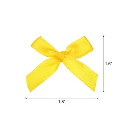 MECCANIXITY 50Pcs Mini Ribbon Bow 1.8 inch Mini Fabric Satin Ribbon Flower Bows for Craft DIY Sewing Wedding Birthday Party Bright Yellow