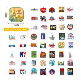 SLEEKEE 100 New York Theme Stickers, New York Symbol Stickers, Waterproof Graffiti Stickers, DIY Decoration Stickers, Suitable for Skateboards, Scrapbooks, Books, Smart Devices