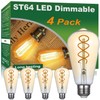 Vinaco Dimmable ST64 Edison Bulb 2200K Amber Warm, 4 Pack
