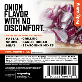 Fodmazing Sustituto de reemplazo de cebolla, reemplazo de ajo bajo FodMap, apto para SII, sin OMG, sin grasa, ideal para comidas y aperitivos (20 porciones)