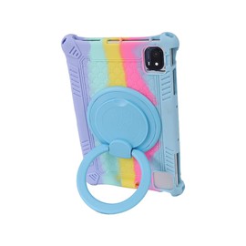 Kwamaz for Revvl Tab 5G Tablet Case 10.36 inch (2023), 360 Rotating Stand Handle Kids Soft Silicone Cover for Tmobile Revvl Tab 5G, with Strap, Rainbow Blue