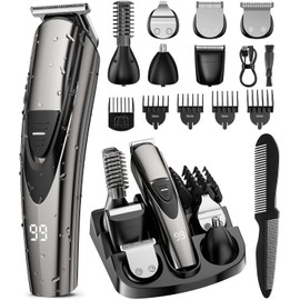 SHPAVVER Beard Trimmer for Men: Professional Barber Hair Clippers - 12-in-1 Cordless Grooming Kit - Waterproof Electric Razor with Turbo Speed & Precision Blades