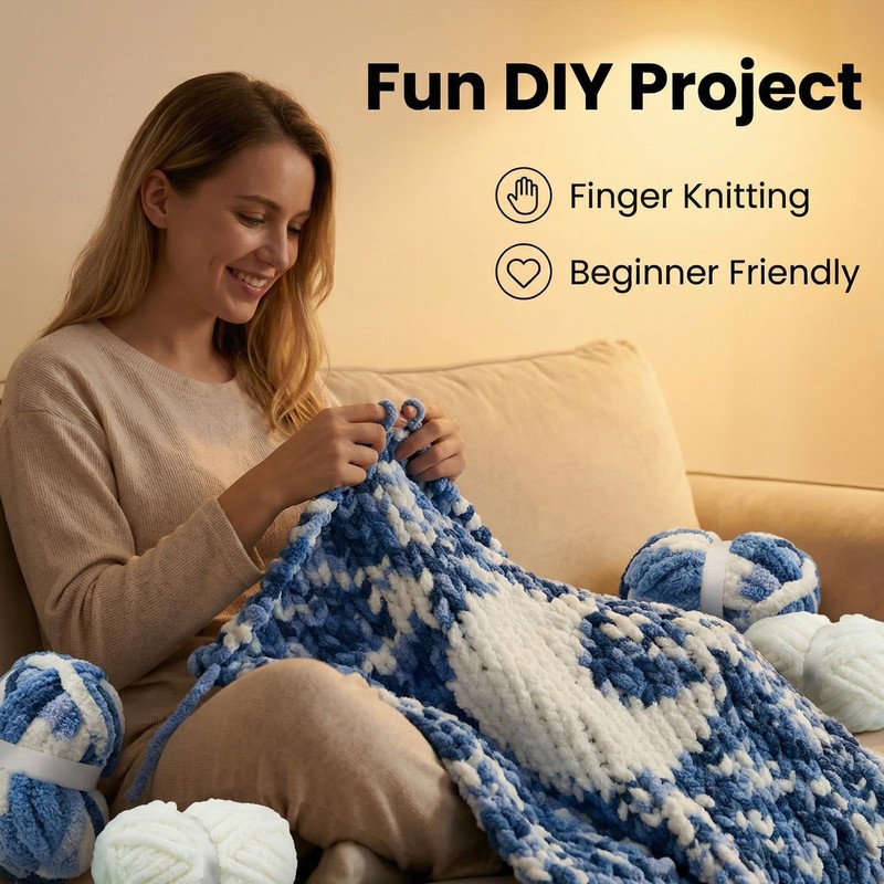 8 Pack Chunky Yarn for Hand Knitting Include 1 Glow