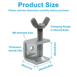 Aracombie 2Pcs Stainless Steel C Clamp, 20mm Wing Tiger Clamp, Small C Clamps for Woodworking, Welding, and DIY Projects, Durable and Corrosion-Resistant with Wide Jaws and Protective Pads