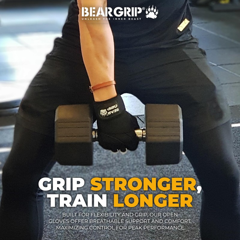 BEAR GRIP - weight lifting gloves with wrist support wraps