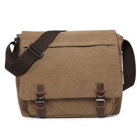 Dasein Large Vintage Canvas Messenger Shoulder Bag, Brown, 15in Laptop Capacity