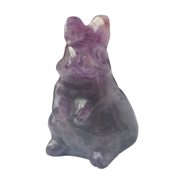 Manekieko Natural Amethyst Hand Carved Rabbit Statue, 1.5 Inch Crystals and Healing Stones Animal Figures Gemstone