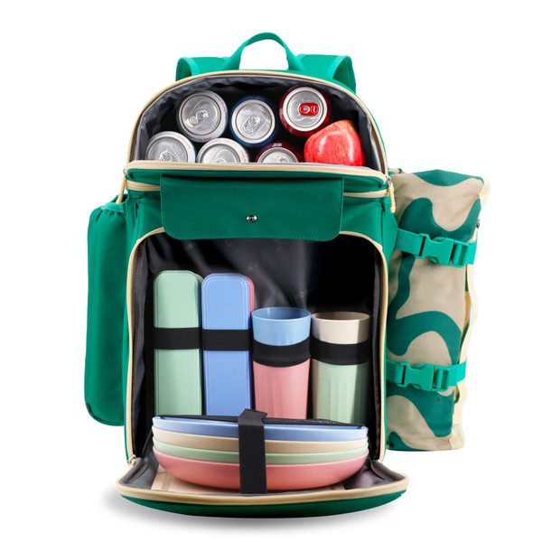 J World Picnic Backpack Cooler for 4. Insulated Picnic Basket