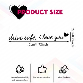 HQRNYP 3PCS Drive Safe, I Love You Drive Safe Mirror Sticker, Cute Car Stickers for Womens, Car Interior Accessories Rearview Mirror Decal Universal Fit Window, Mirror, and Water Bottle (Black)