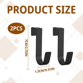 Eophmi Over Door Hook Black,2 PCS Black Over Door Hooks Coat Hooks without Nails 7.5 Cm Double-Sided Use Single Black Over Door Hook for Wardrobe Kitchen Office Bedroom Bathroom for Coat Towel Robe