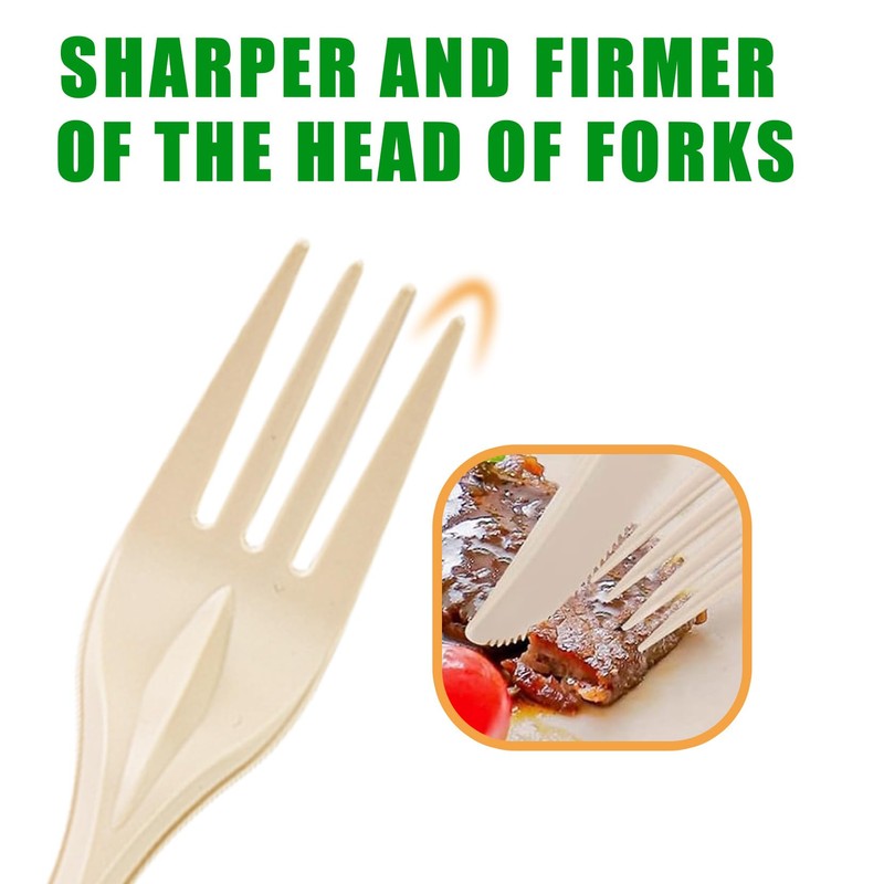 Compostable Forks 150 Count Disposable Forks Cutlery Heavy-Duty Utensils for