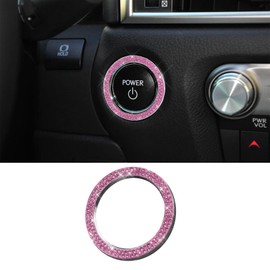 RGOAANC RGOAANC Crystal Rhinestone Car Engine Start Stop Decoration Ring, Push Start Button Cover, Key Ignition Knob Ring, Car Accessories Sparkling Push Start Button Sticker for Car (Pink, 1PCS)