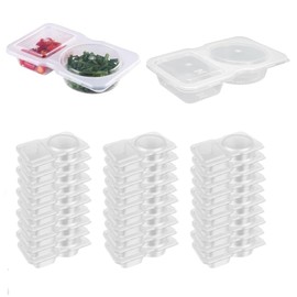 Naisfei 40 Pcs Double Compartment Condiment Containers with Lids, 2 Compartment Snack Containers, Portion Cups Reusable Plastic Snack Container for storing sauces and taking samples