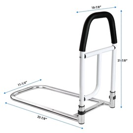 MEDOTS Bed Rails for Elderly Adults, Bed Rails for Elderly Adults Safety, Bed Rails with Non-Slip Handle and Storage Pocke, Fits King, Queen, Full, Twin - 300 lbs, Black, Sliver