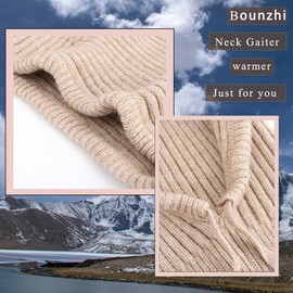 Bounzhi Winter Hat Warm Hooded Scarf Hat Balaclava Knitted Beanie for Women and Girls (Khaki)