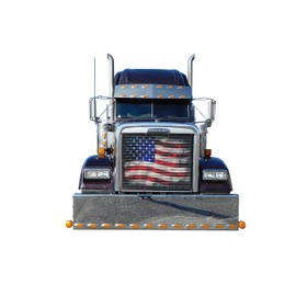 Old Glory Bug Screen for Freightliner CLassic by GrilleAdz® (Mesh Bug Screen with Snap Install Kit)