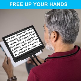 5X Hands Free Magnifier with Light, 43 Ultra Bright LEDs, Large Side Magnifier for Reading, Flexible Gooseneck Magnifier for Neck Wear, Repair, Sewing, Low Vision, Elderly