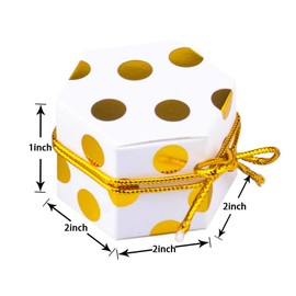 Aimto Gold and White Favor Boxes Treat Boxes Party Candy Boxes with Tags and Rope - 2"x 2"x 1"-50Pcs