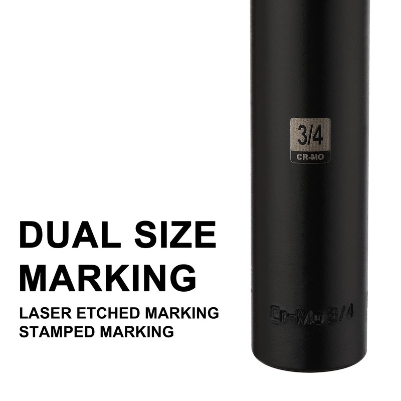 Mayouko 1/2" Drive 3/4" Extra Long Deep Impact Socket, CR-MO,