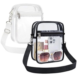 dogmoon Clear Crossbody Bag, 2PCS Transparent Shoulder Bag with Adjustable Strap, Clear Bag for Concert Stadium Approved, Clear Crossbody Purse for Concert Stadium Travel Festival Sports Events