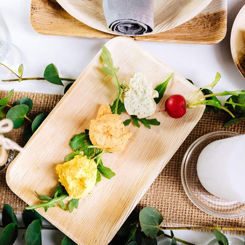 Biozoyg Palm Leaf Tableware, Rectangular Plate, Organic Disposable Tableware, Biodegradable,