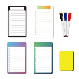 4 Pcs Magnetic Board,Magnet Board,Memo Board,Magnetic Board for Wall,4 Fridge Whiteboard Magnetic,3 Whiteboard Pens,1 Eraser Included for Memos,Notes,Lists and Menus in Home Kitchen Office