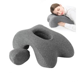 Fcare Desk Pillow for Napping, Travel Neck Pillow Memory Foam Wedge for Sleeping, Slow Rebound Back Pillow (Slightly Hard) for Slender Ladies & Teenagers, Comfortable Washable Velvet Cover