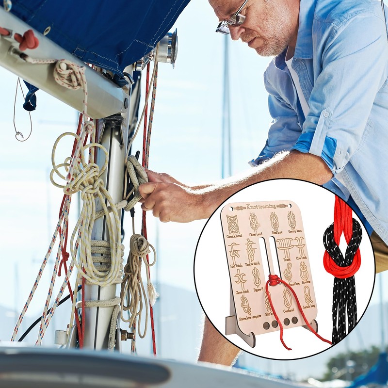 Learn Knot Training Board,Wooden Knot Tying Practice Board Kit with