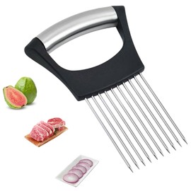Zwiebelhalter aus Edelstahl Gemüseschneider,Zwiebelschneider Halter-Food Slice Assistant,Kochen Zubehör,Küchenutensilien,Küchenhelfer,Onion Cutter,Zwiebelscheibenhalter für Schneiden Zitrone,Gurken