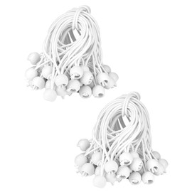 QWORK® 100 pcs Bungee Cord with Balls, 6 inch, White Bungee Cords, Suitable for camping tents, tarps, banners, Household items