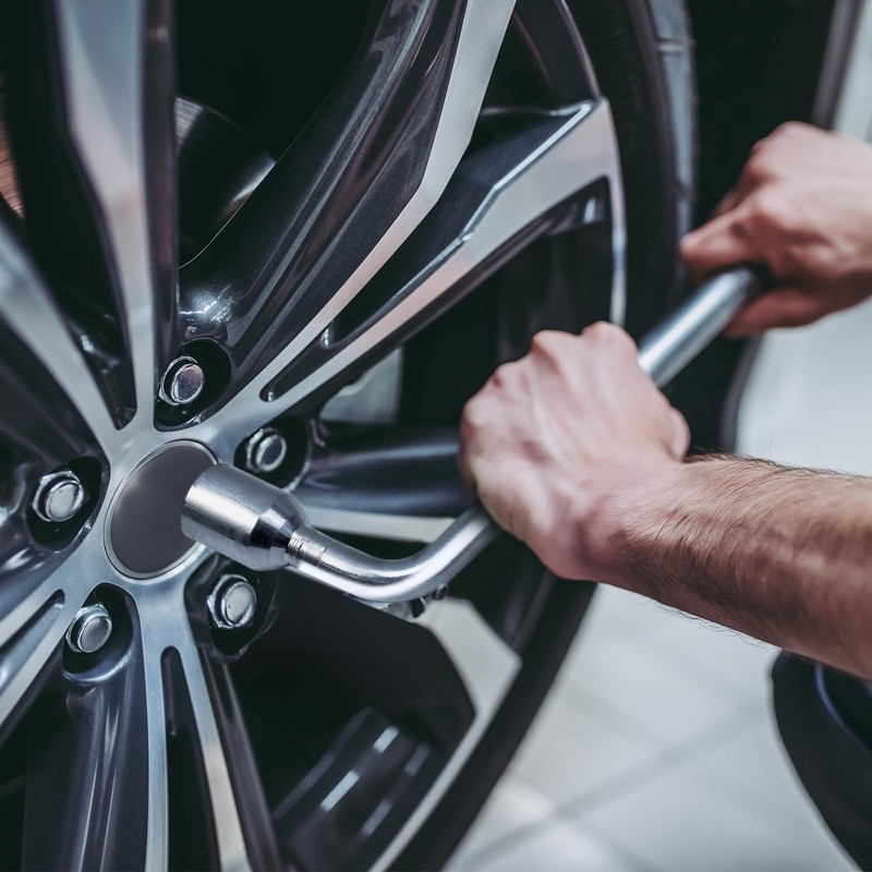 Semetall 17mm Car Spare Tire Lug Wrench,Slotted End Socket Repair