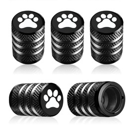 gunhunt 5 PCS Dog Paw Car Tire Caps, Tire Valve Stem Cap Cover, Aluminum Alloy Valve Cap, for Car, Truck, Motorcycle (Black)