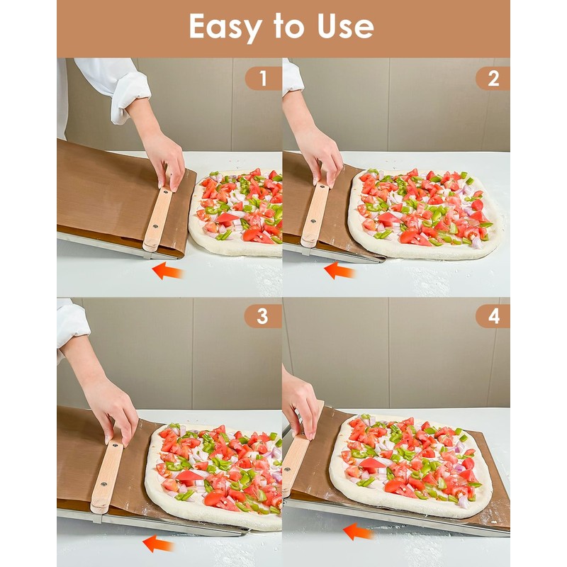 Sliding Pizza Peel, large Pizza Peel Metal Sliding Tray 16"