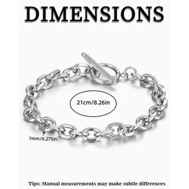 AORHOFJ Bracelet Men's Silver, Men's Bracelet, Bracelet Silver Men, Bracelet Men's Stainless Steel Curb Chain for Men Boys Cuban Figaro Link Bracelet Hip Hop Rapper Fashion Jewellery Gift